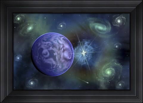 Framed Alien Exoplanet Orbiting Its Distant Sun 3 Print