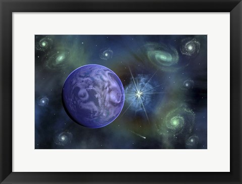 Framed Alien Exoplanet Orbiting Its Distant Sun 3 Print