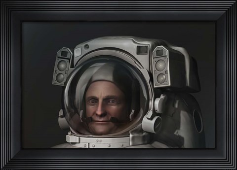Framed 3D Model of An Astronaut in An EVA Space Suit Print