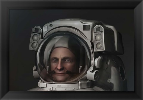 Framed 3D Model of An Astronaut in An EVA Space Suit Print