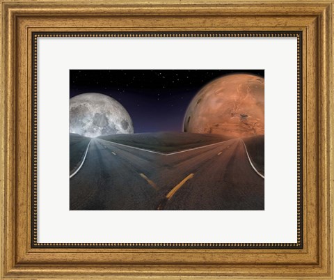 Framed Future of Space Exploration: To the Moon Or Mars? Print
