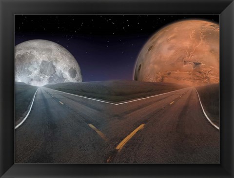 Framed Future of Space Exploration: To the Moon Or Mars? Print