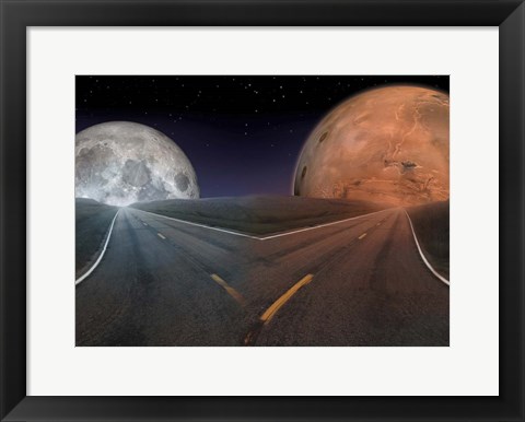 Framed Future of Space Exploration: To the Moon Or Mars? Print