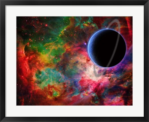 Framed Exoplanet in Colorful Universe Print