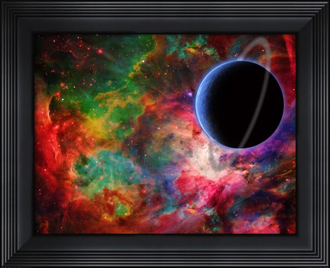Framed Exoplanet in Colorful Universe Print