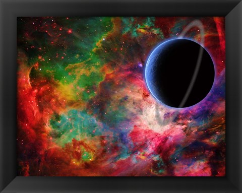 Framed Exoplanet in Colorful Universe Print