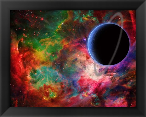 Framed Exoplanet in Colorful Universe Print