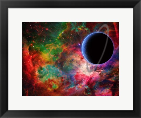 Framed Exoplanet in Colorful Universe Print