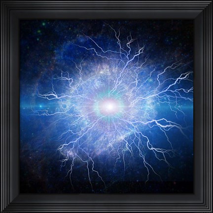 Framed Supernova, Galaxy in Eye Shape, With Lightning Print