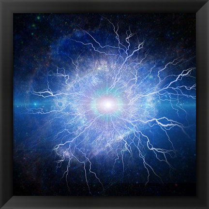 Framed Supernova, Galaxy in Eye Shape, With Lightning Print