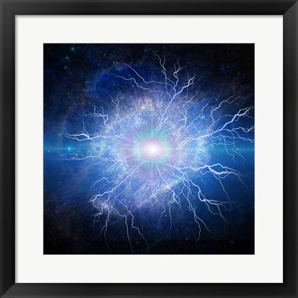 Framed Supernova, Galaxy in Eye Shape, With Lightning Print