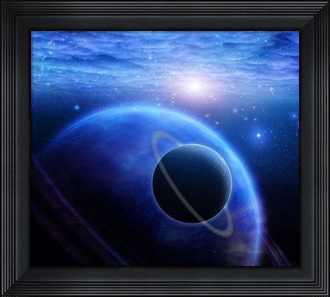 Framed Atmosphere and Planets in Open Space Print