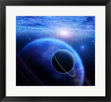 Framed Atmosphere and Planets in Open Space Print