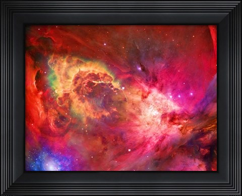 Framed Vivid Nebulae in Pink and Red Colors Print