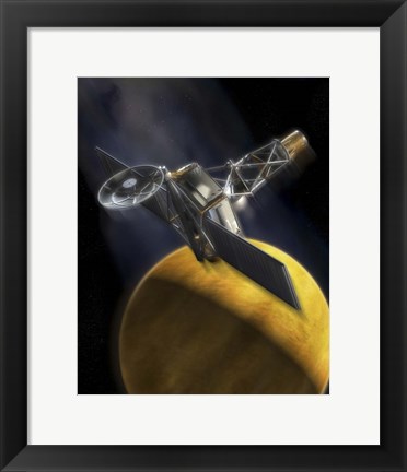 Framed Artist&#39;s Concept of the Mariner 2 Space Probe Passing Venus Print