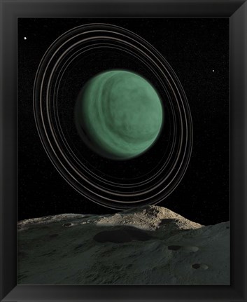 Framed Uranus Is Seen Above the Skies of a Passing Asteroid Print