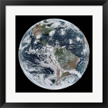 Framed Loose Chain of Tropical Cyclones Lined Up Across the Western Hemisphere Print