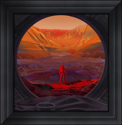 Framed Artist&#39;s Concept of An Astronaut On Mars, As Viewed Through the Window of a Spacecraft Print