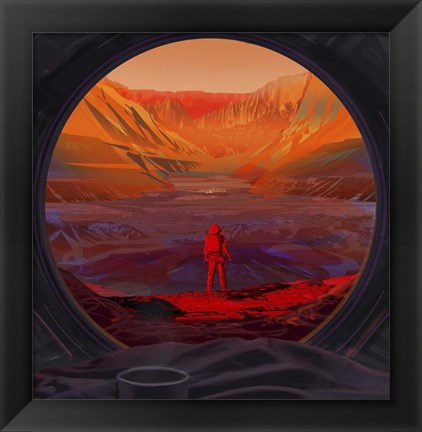 Framed Artist&#39;s Concept of An Astronaut On Mars, As Viewed Through the Window of a Spacecraft Print
