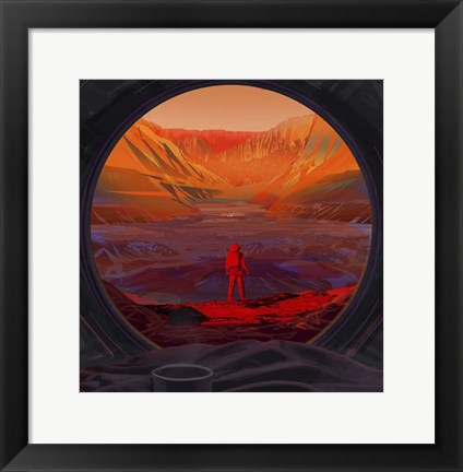 Framed Artist&#39;s Concept of An Astronaut On Mars, As Viewed Through the Window of a Spacecraft Print