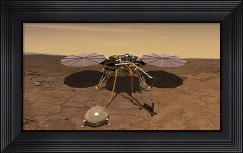 Framed Artist&#39;s Rendition of the Insight Lander Operating On the Surface of Mars Print
