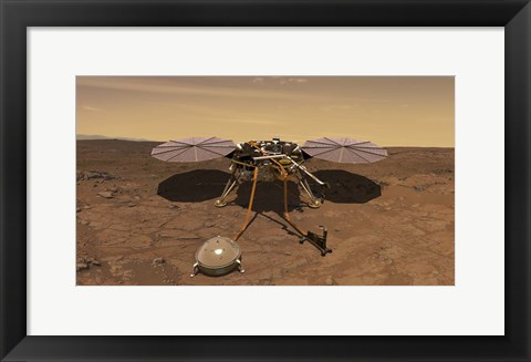 Framed Artist&#39;s Rendition of the Insight Lander Operating On the Surface of Mars Print