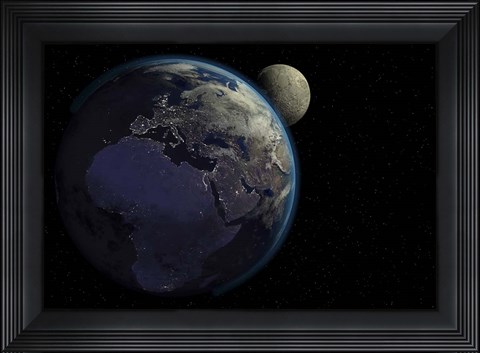 Framed Planet Earth With Sunrise in Space Print