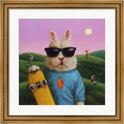 Framed Skater Bunny Print