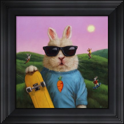 Framed Skater Bunny Print