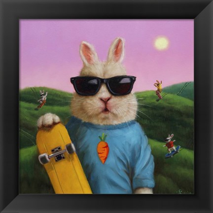 Framed Skater Bunny Print