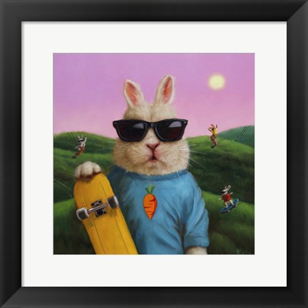 Framed Skater Bunny Print