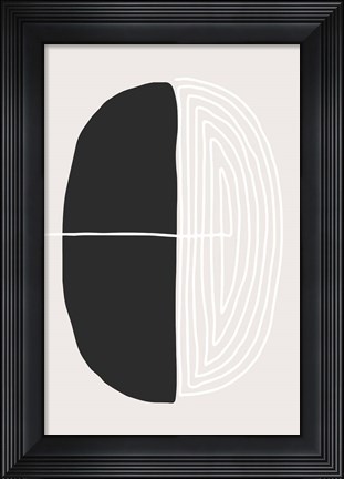 Framed Black and White Oval Print