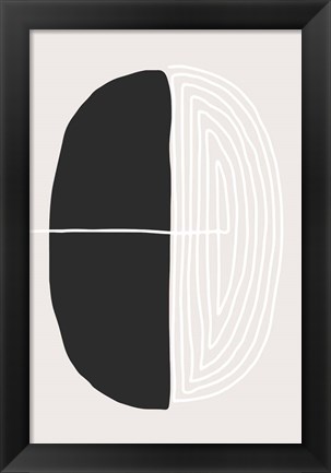 Framed Black and White Oval Print