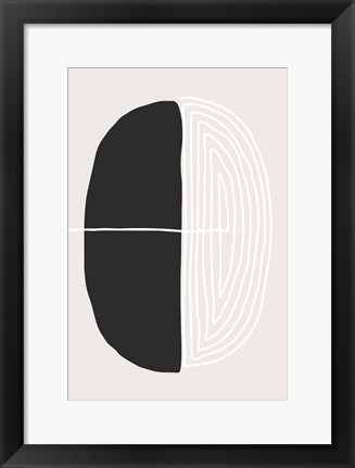 Framed Black and White Oval Print