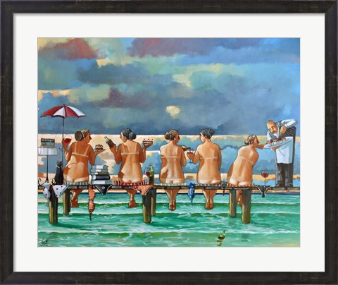 Framed Friends On The Jetty Print