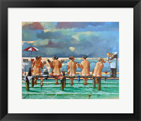 Framed Friends On The Jetty Print