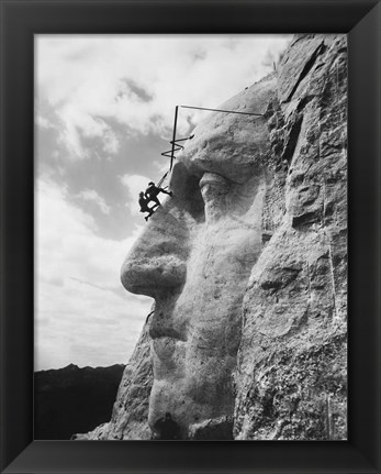 Framed Gutzon Borglum at Mt Rushmore, South Dakota Print