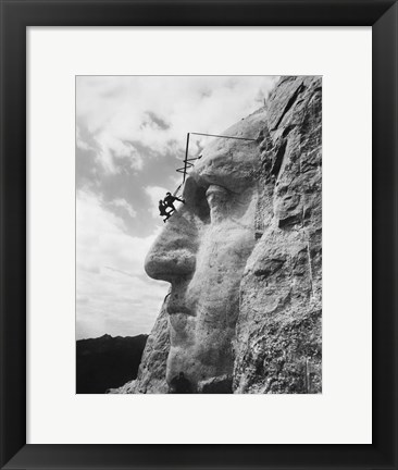 Framed Gutzon Borglum at Mt Rushmore, South Dakota Print