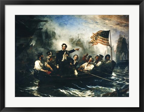 Framed Oliver Hazard Perry and Crew during The Battle of Lake Erie Print
