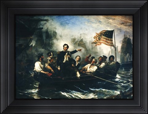 Framed Oliver Hazard Perry and Crew during The Battle of Lake Erie Print