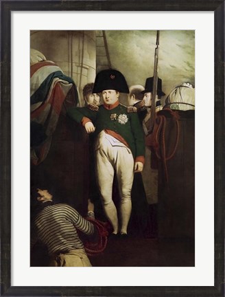 Framed Napoleon Bonaparte on the gangway of the HMS Bellerophon Print