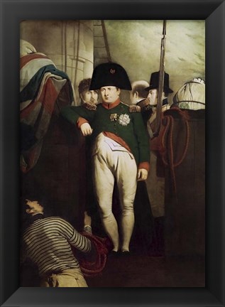 Framed Napoleon Bonaparte on the gangway of the HMS Bellerophon Print