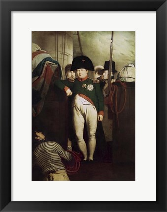 Framed Napoleon Bonaparte on the gangway of the HMS Bellerophon Print