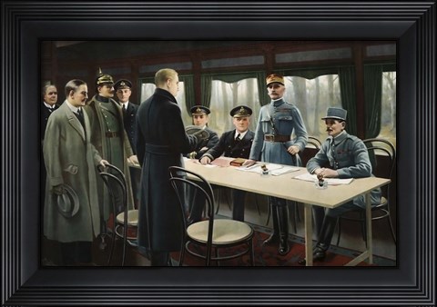 Framed Allied Nation Delegates awaiting the German delegation aboard a Train Print