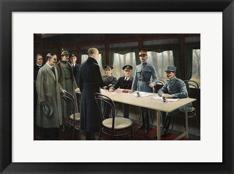 Framed Allied Nation Delegates awaiting the German delegation aboard a Train Print