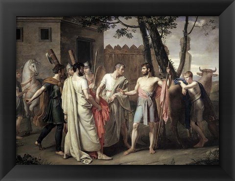 Framed Cincinnatus leaving the Plough to go dictate laws to Rome Print