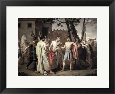 Framed Cincinnatus leaving the Plough to go dictate laws to Rome Print