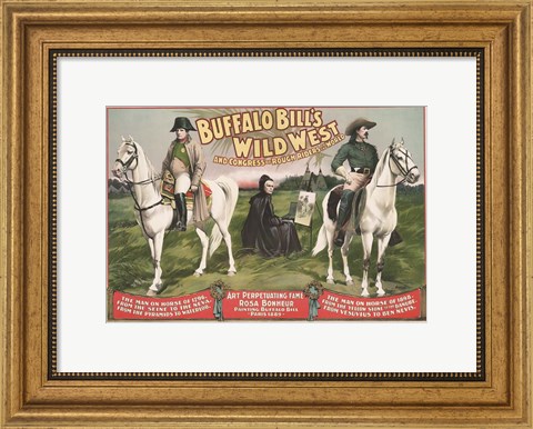 Framed Napoleon Bonaparte and Buffalo Bill on horseback Print