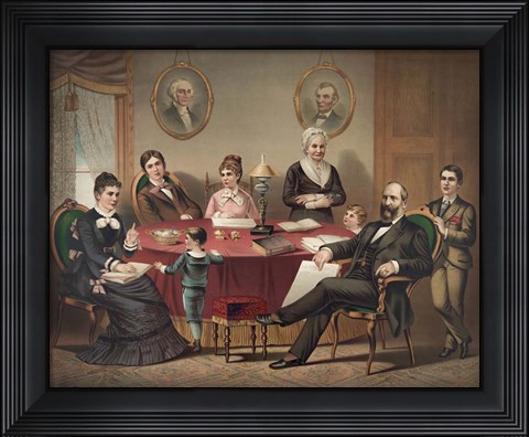 Framed President Garfield and his Family sitting at a Table Print