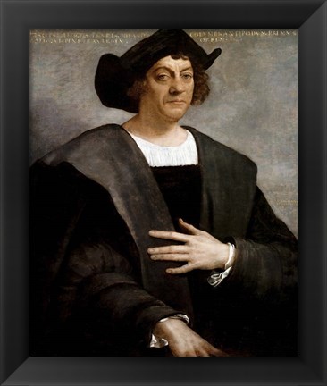 Framed Christopher Columbus, by Sebastiano del Piombo, 1519 Print